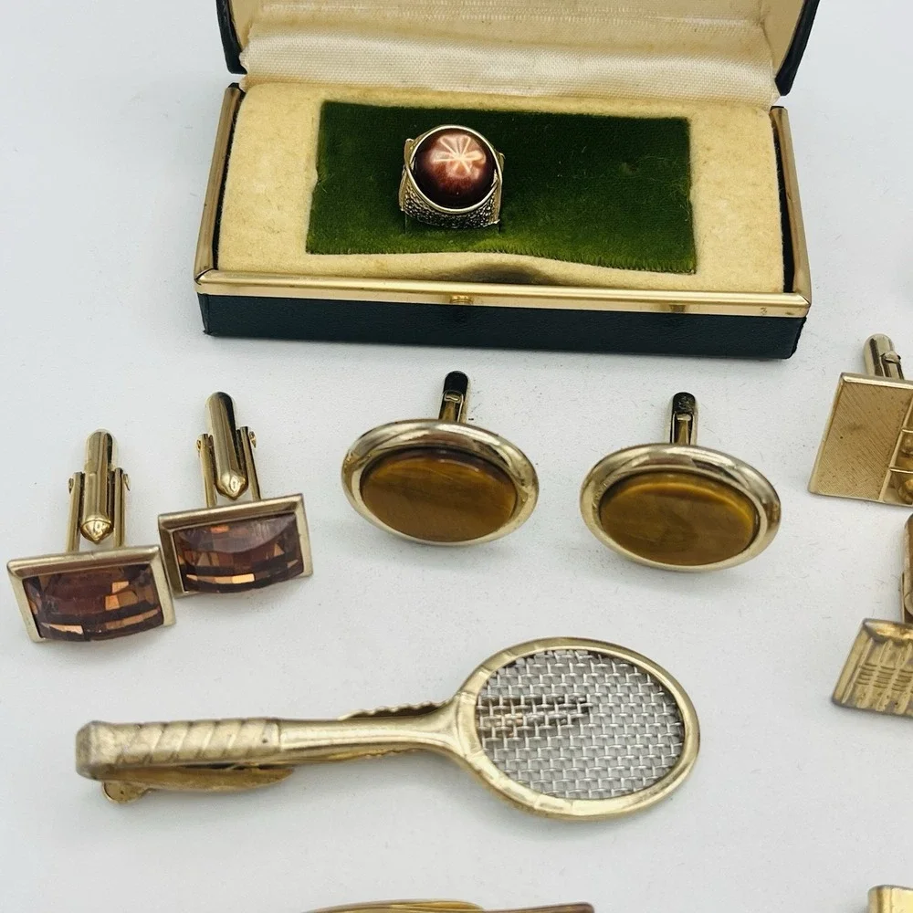 Vintage Gold Silver Tone Cufflinks Tie Clips Lot Hickok Anson‎ Swank